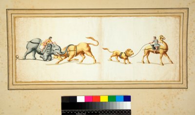Kopie eines Mosaiks eines Elefanten im Kampf gegen einen Stier von Pietro Santi Bartoli