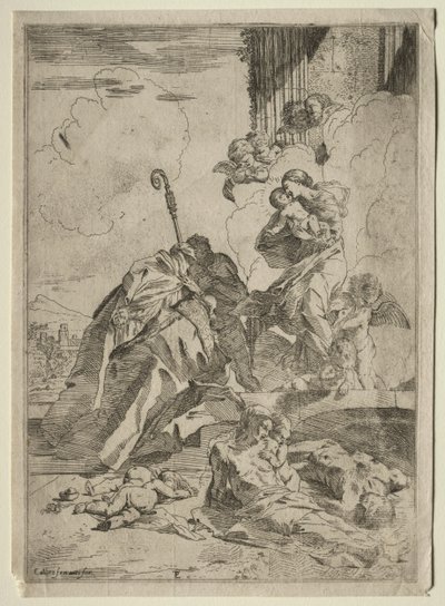 Drei Lucchezer Heilige, die bei der Jungfrau für die Opfer der Pest Fürsprache einlegen, ca. 1630-31 von Pietro Testa