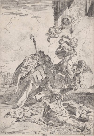 Drei Lucchezer Heilige, die bei der Jungfrau für die Opfer der Pest Fürsprache einlegen, ca. 1630-31 von Pietro Testa