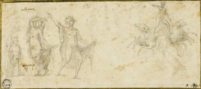Skizzen nach dem Antiken: Bacchische Gelage; Neptun in seinem Wagen von Pirro Ligorio
