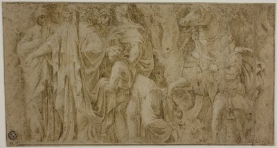 Geschichte von Niobe: Niobe empfängt Geschenke von Verehrern; Jugendlicher mit Pferd von Polidoro da Caravaggio