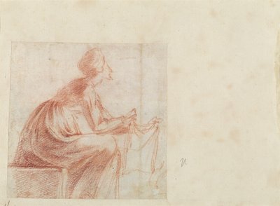 Sitzende Frau mit einem Stück Stoff [verso] von Polidoro da Caravaggio