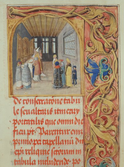 Altarweihe durch den Bischof mit Unterstützung von Kanonikern und weltlichen Stiftern aus dem Pontifikale von Bischof Erasmus Ciolek, ca. 1510 von Polish School