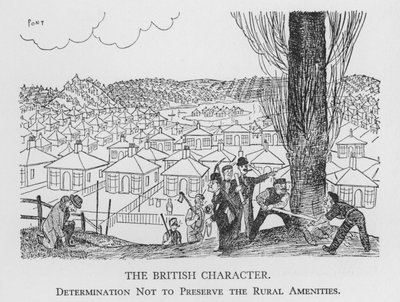 Der britische Charakter, Entschlossenheit, die ländlichen Annehmlichkeiten nicht zu bewahren von Pont