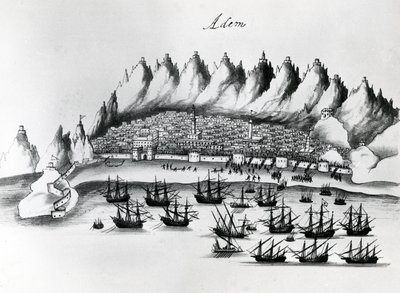 Portugiesischer Angriff auf Aden, Illustration aus Legends of India von Gaspar Correia, ca. 1858 von Portuguese School
