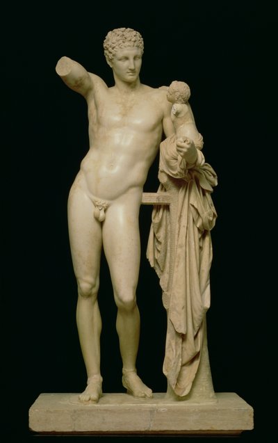 Statue von Hermes und dem kleinen Dionysos, ca. 330 v. Chr. (Parischer Marmor) von Praxiteles