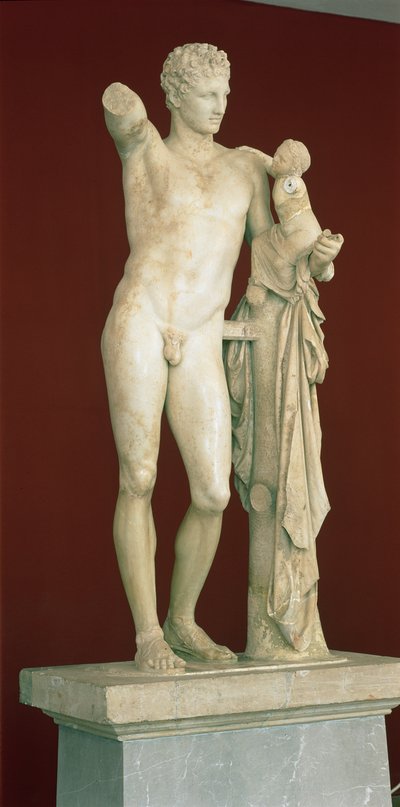 Statue von Hermes und dem Säugling Dionysos, ca. 330 v. Chr. von Praxiteles
