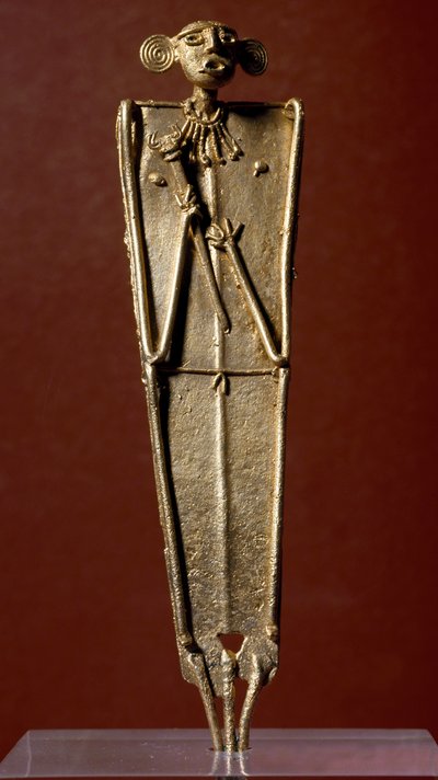 Präkolumbianische Kunst, Muisca-Kultur: Statuette einer Frau (Tunjo) in Gold von Pre Columbian