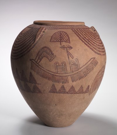 Dekorierte Vase mit Bootsszenen, mittlere vordynastische Periode, Naqada IIc-d Perioden, um 3300-3100 v. Chr. von Predynastic Period Egyptian