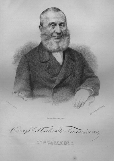 Porträt von Graf Pavel Pavlovich Gagarin 1789-1872, 1865 von Pyotr Fyodorovich Borel