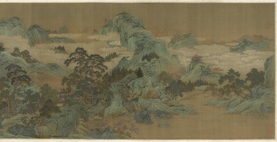 Flusslandschaft in Blau und Grün, 17.-18. Jahrhundert von Qing Dynasty Chinese School
