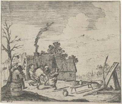 Tanzende Bauern zur Musik von zwei Musikanten von Quirin Boel (possibly)
