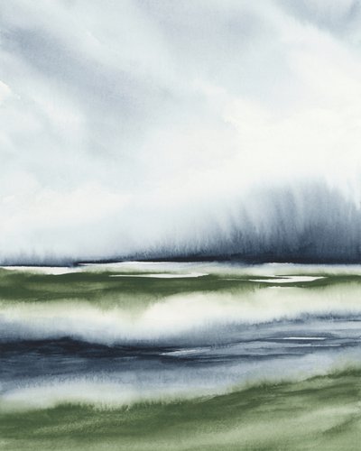 Neblige grüne Landschaft von Rachel Elise