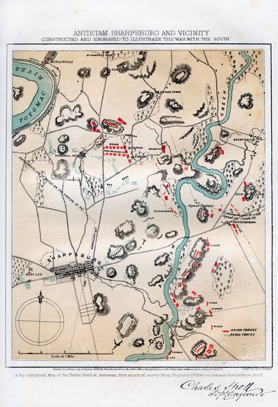 Karte von Antietam, Sharpsburg und Umgebung, Maryland, 1862 von Rae Smith