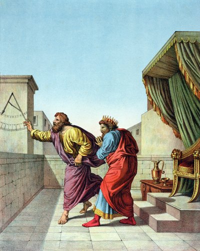 König Hiskia erhält ein Zeichen von Gott durch Jesaja, dass er noch 15 Jahre leben wird von Raffaello Sanzio Raphael