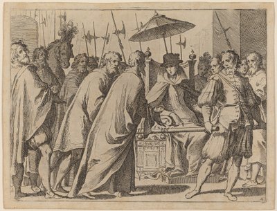 Margarete von Österreich in einer Sänfte getragen von Raffaello Schiaminossi