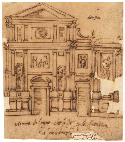 Entwurf für die Fassade von San Lorenzo, Florenz von Raffaello da Montelupo