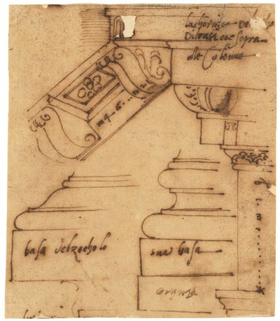 Skizzen verschiedener Elemente des Konstantinsbogens, Rom von Raffaello da Montelupo