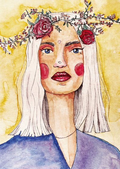 Dame mit Blumenkranz von Raissa Oltmanns