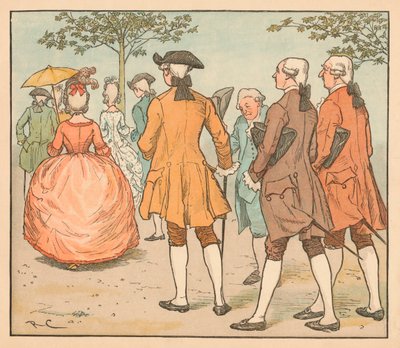Ihre Liebe wurde gesucht... Von zwanzig Freiern und mehr, ca. 1885 von Randolph Caldecott