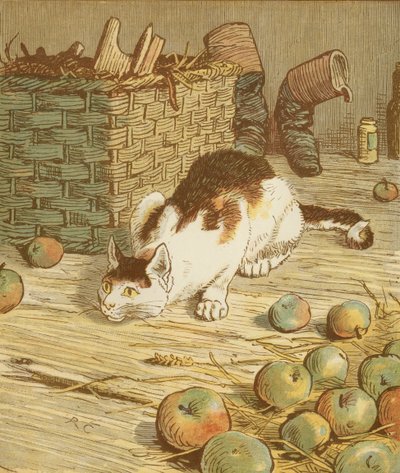 Das Haus, das Jack gebaut hat. Kumulative Kinderreime. Die Katze, die die Ratte gefressen hat, die das Malz gefressen hat. Illustration von Randolph Caldecott. von Randolph Caldecott