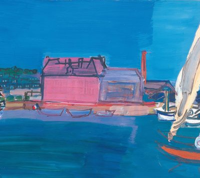 Boote Meer kleine Fahnen Häuser kleiner Hafen Dock Segel von Raoul Dufy