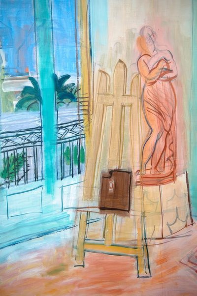 Das Atelier des Malers mit der roten Skulptur von Raoul Dufy