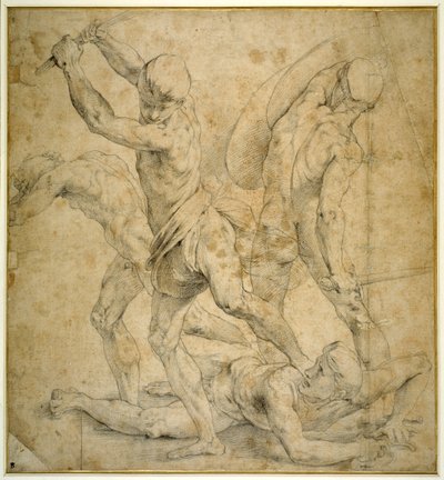 Das Panel unter der Statue von Apollo in 