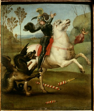 Heiliger Georg kämpft mit dem Drachen, Gemälde von Raffael, 1505 von Raphael