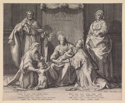 Heilige Familie mit Zacharias, Elisabeth und Johannes dem Täufer von Raphaël Sadeler (I)