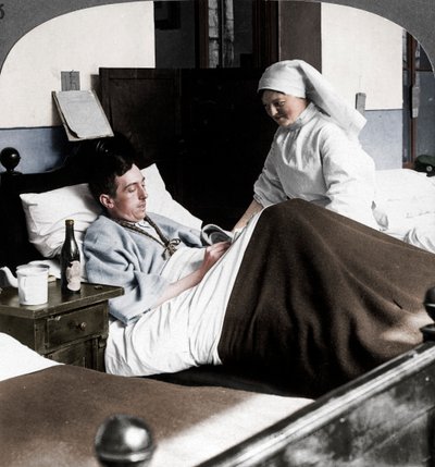 Ein Soldat schreibt einen Brief im Krankenhaus, Erster Weltkrieg von Realistic Travels Publishers