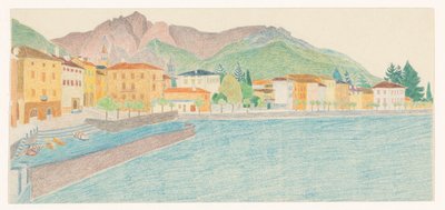 Ansicht einer italienischen Stadt am Wasser von Reijer Stolk
