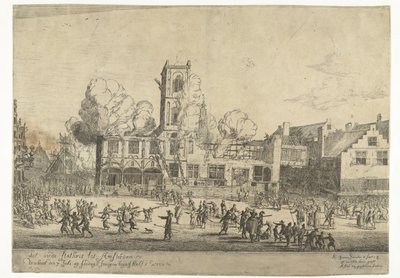 Brand des alten Rathauses in Amsterdam von Reinier Nooms