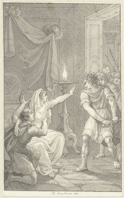 Caracalla ermordet seinen Bruder Geta im Schlafzimmer ihrer Mutter von Reinier Vinkeles (I)