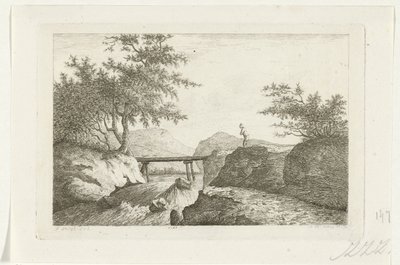 Brücke bei einem Wasserfall von Reinierus Albertus Ludovicus baron van Isendoorn à Blois