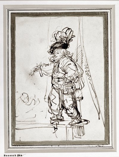 Schauspieler mit einem Papagei von Rembrandt Harmensz. van Rijn