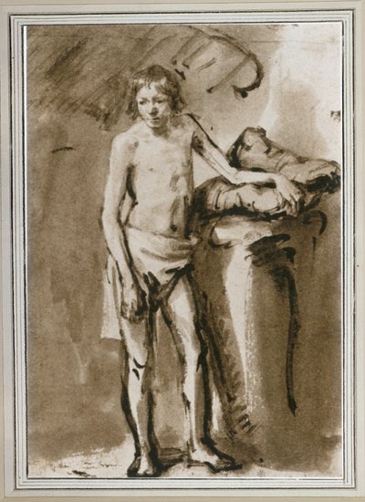 Männlicher Akt, aufrecht von Rembrandt Harmensz. van Rijn