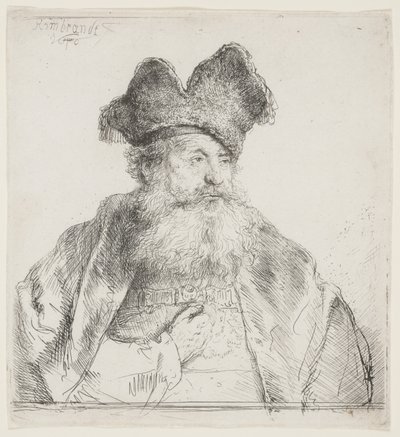 Alter Mann mit geteilter Pelzmütze von Rembrandt van Rijn