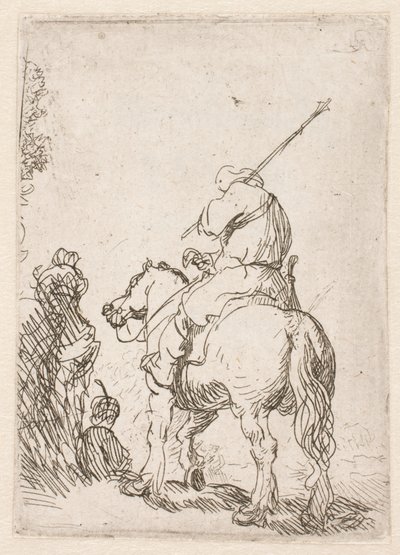 Ein turbantragender Soldat zu Pferd von Rembrandt van Rijn