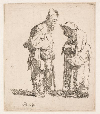 Bettler und Bettlerin im Gespräch von Rembrandt van Rijn