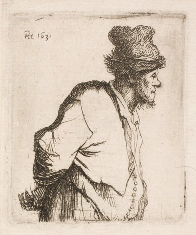 Bauer mit den Händen auf dem Rücken von Rembrandt van Rijn