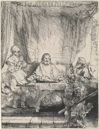 Christus in Emmaus: die größere Platte von Rembrandt van Rijn