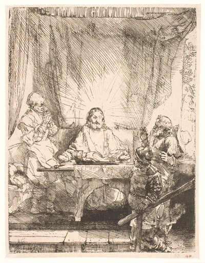 Christus in Emmaus: die größere Platte von Rembrandt van Rijn