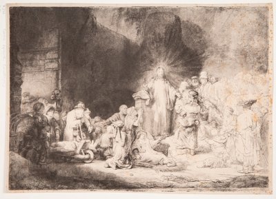 Christus mit den Kranken um ihn, empfängt kleine Kinder (der "Hundert-Gulden-Druck") von Rembrandt van Rijn
