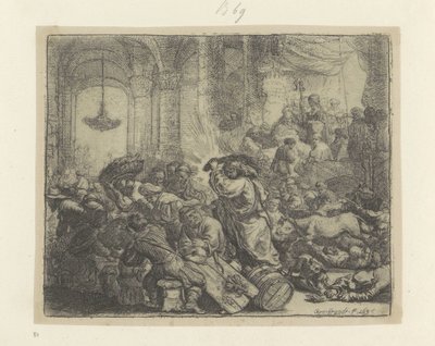 Christus vertreibt die Geldwechsler aus dem Tempel (Recueil de quatre-vingt-cinq estampes originales) von Rembrandt van Rijn