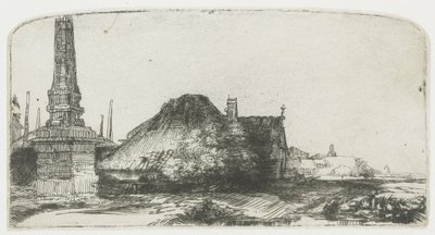 Hütte und Grenzpfosten auf dem Spaarndammerdijk (