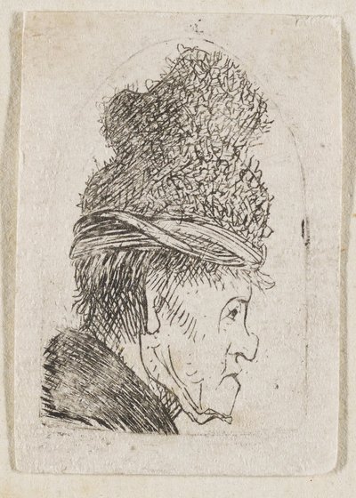 Groteskes Profil: Mann mit hoher Mütze von Rembrandt van Rijn