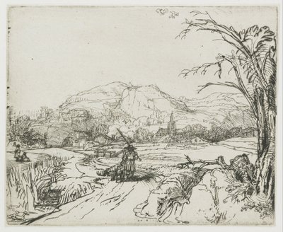 Landschaft mit Jäger und Hunden von Rembrandt van Rijn