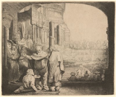 Petrus und Johannes heilen den Gelähmten am Tempeltor von Rembrandt van Rijn