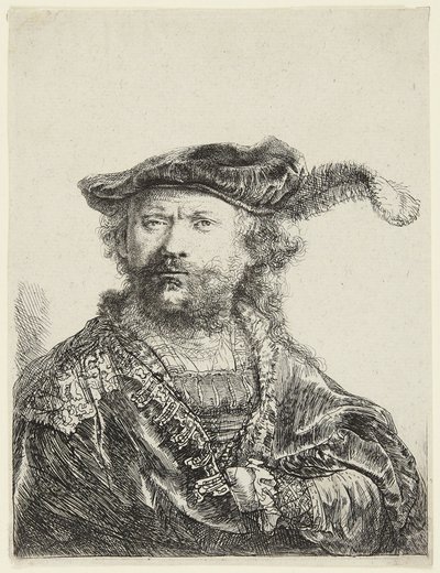 Rembrandt mit Samtkappe von Rembrandt van Rijn